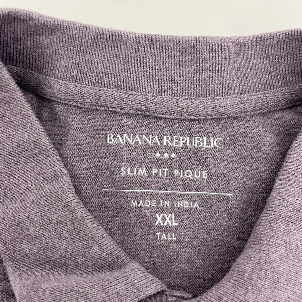 Banana Republic Mens 2XL Polo Shirt Purple Cotton Slim Fit Golf Performance Logo
